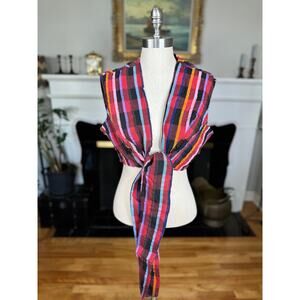 Plaid Tie-Front Blouse - Multicolor